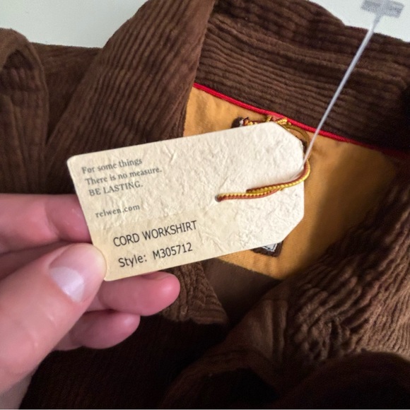 RELWEN Men’s Corduroy Workshirt Brown Size Medium New - Picture 5 of 7